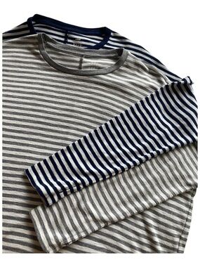 Aerie Real Soft Long Sleeve Tops (two), Breton Stripe, Mariniere, Nautical, XL